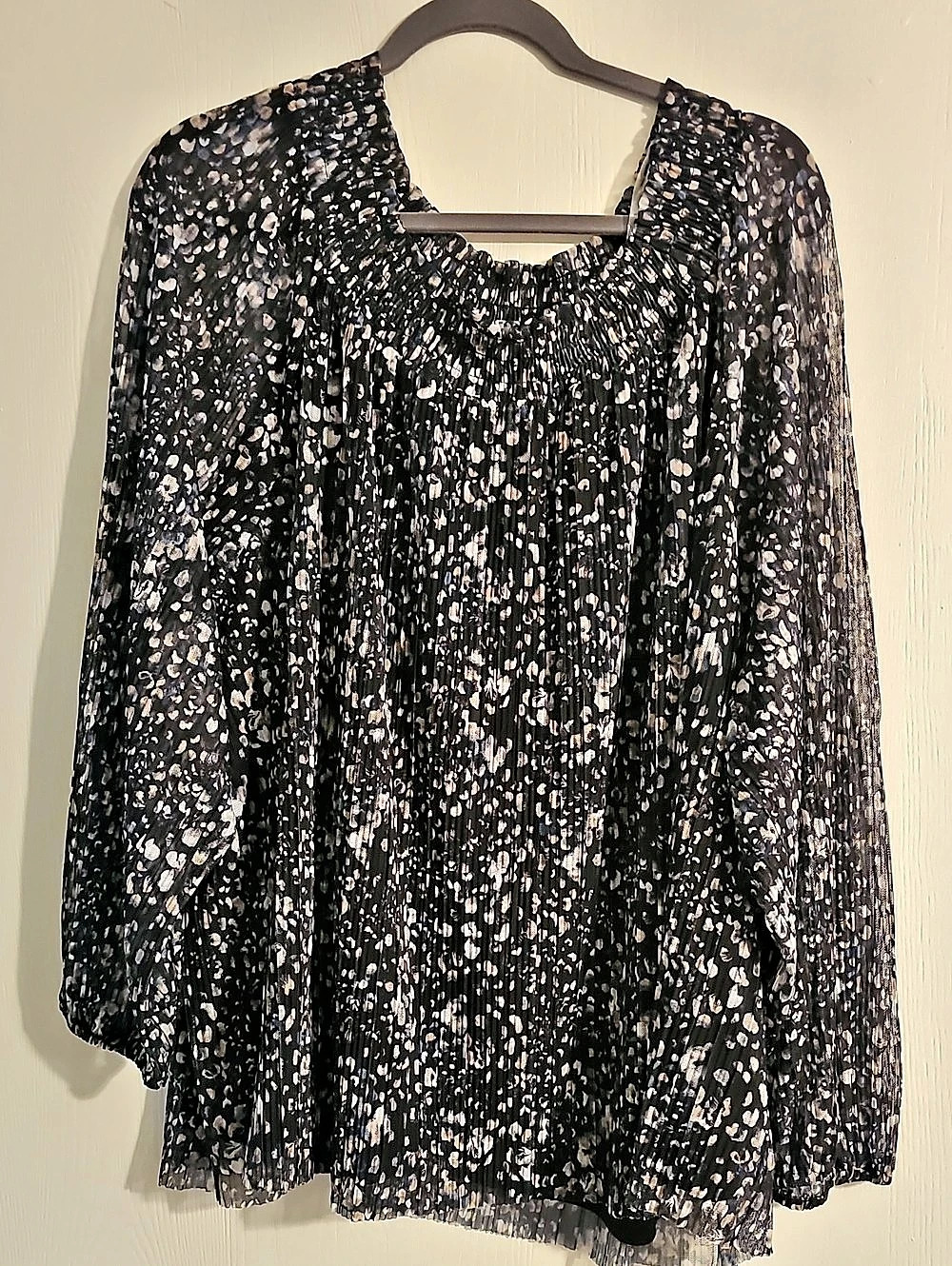 Terra & Sky Floral Long Sleeve Blouse Black & Pink Size 3X Like New